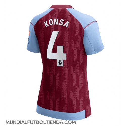 Camiseta Aston Villa Ezri Konsa #4 Primera Equipación Replica 2023-24 para mujer mangas cortas